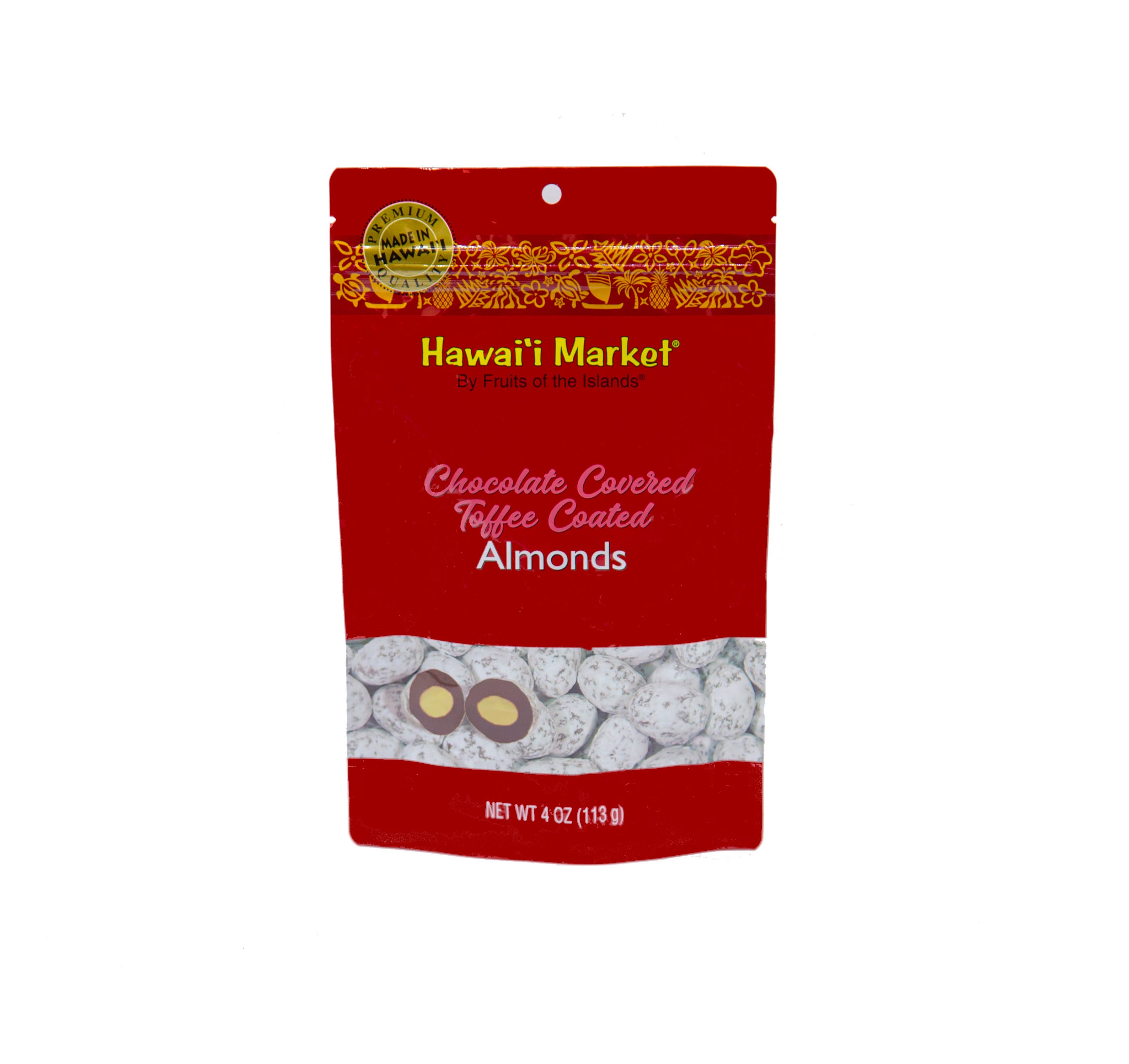 Hawaiian King Candies - Vente Friandises enrobées de chocolat - Amandes enrobées de caramel au chocolat Hawaii Market Choc 4 oz/24 C1
