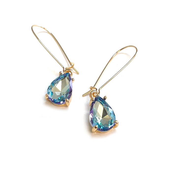StarryNYC - Wholesale Dangle Earrings - Midi Size Teardrop 5A Grade Glass Drop Kidney Wire Earrings11