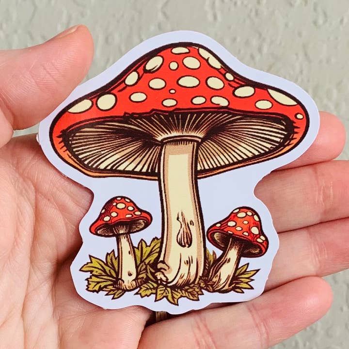 Oily Graphic Creations - Wholesale Sticker - Retro Mushrooms No Flowers- Retro Stickers/Magnet0