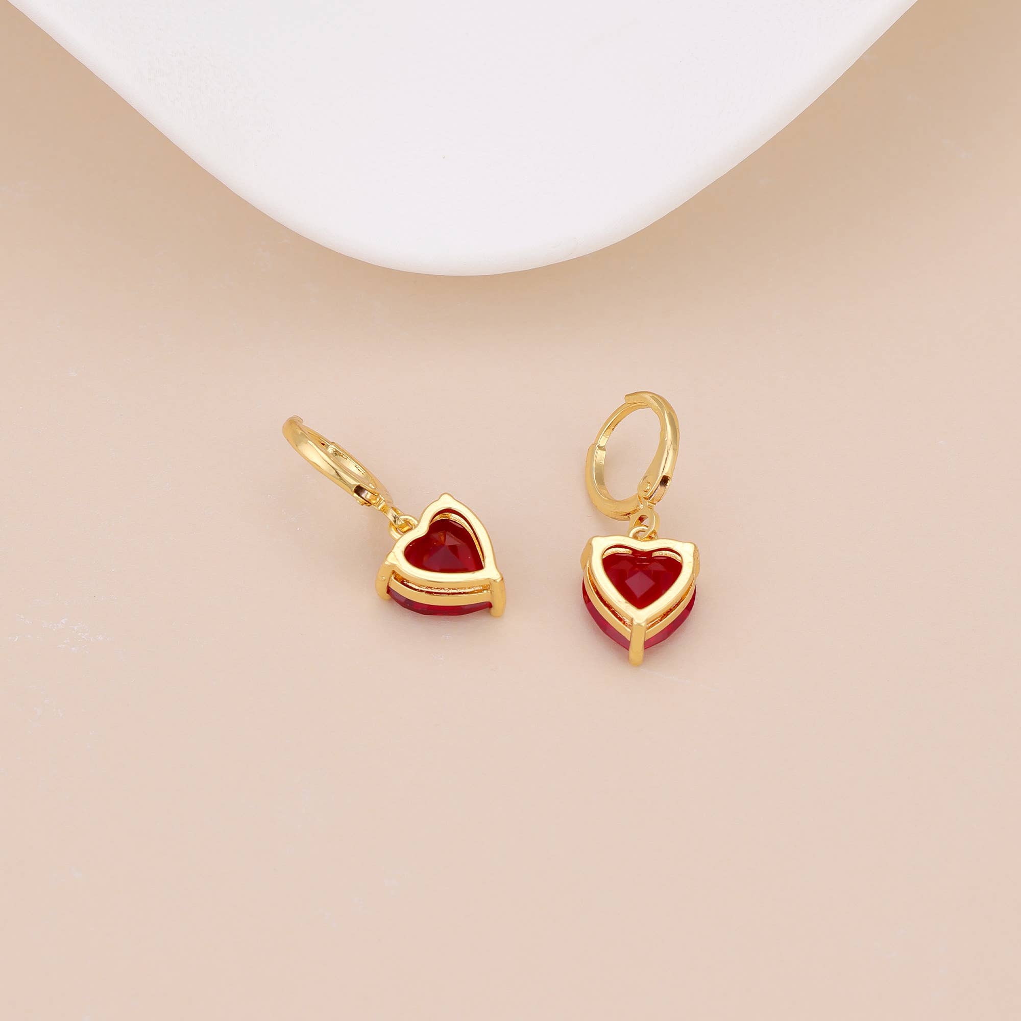 Melange Blanc - Vendita all'ingrosso Orecchini pendenti - Orecchini a cuore rosso E149, cerchi a cuore, orecchini pendenti a cuore7