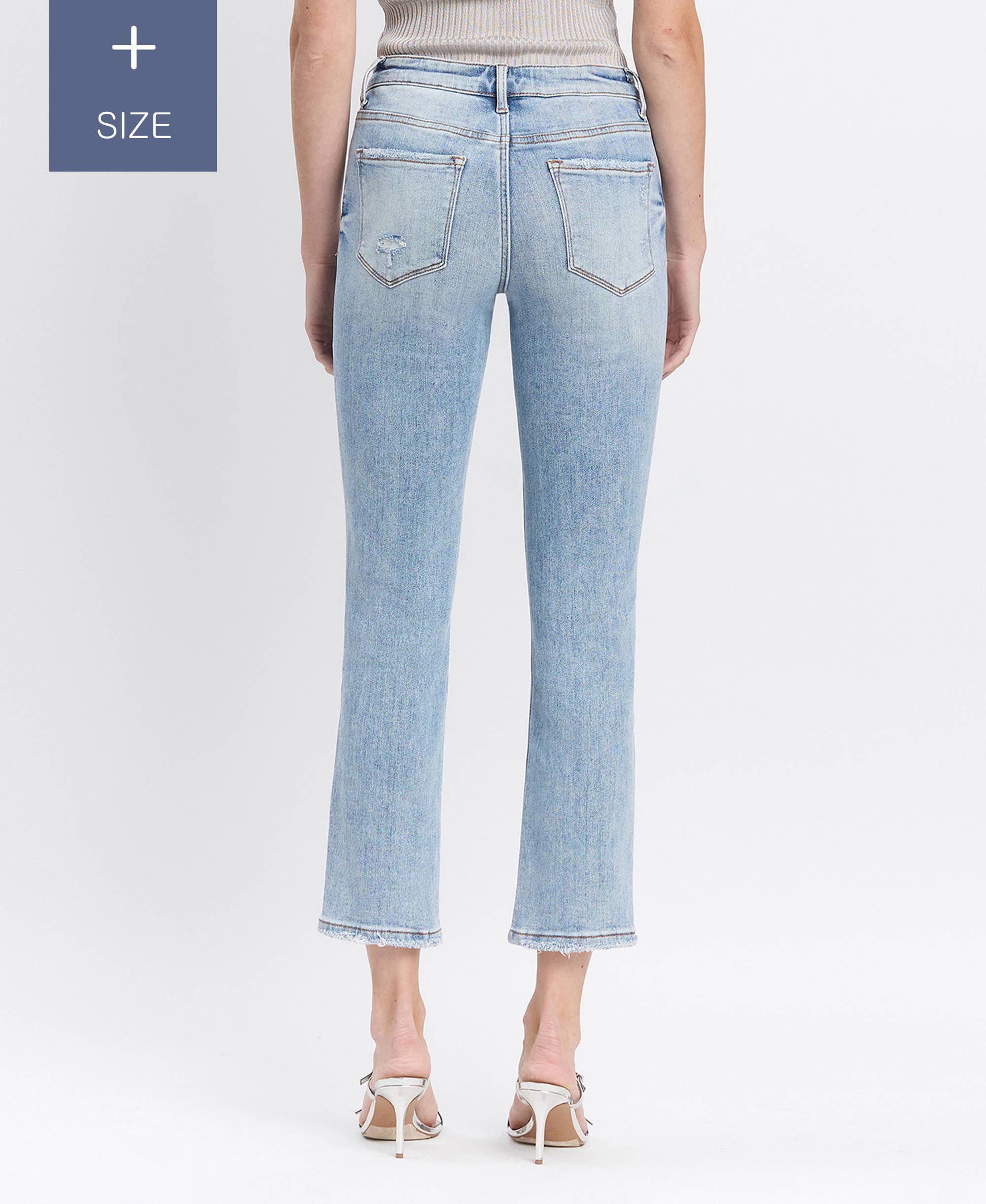 fordele PLUS SIZE MID RISE CROP SLIM STRAIGHT JEANS LV1079-P for engroshandel på Faire1