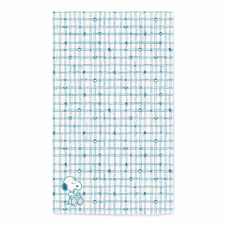 3P4 x Peanuts® - Snoopy Cherry Basket Tea Towel (Blue) for wholesale by Three Potato Four