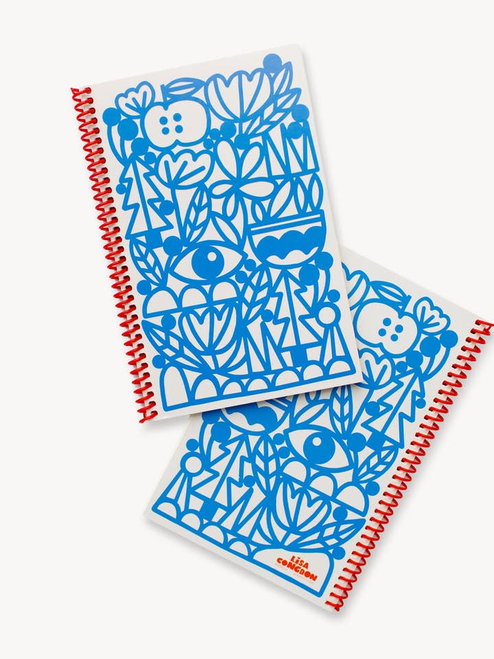 Blank Journal with Red Spiral - Manzanita Blue for wholesale by Lisa Congdon Art & Illustration