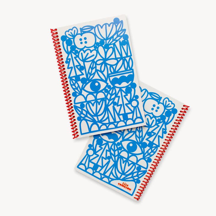 Lisa Congdon Art & Illustration - Wholesale Journal/Diary - Blank Journal with Red Spiral - Manzanita Blue