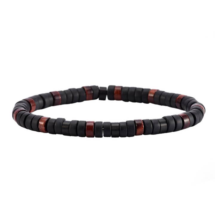 Pulseira de contas de pedras naturais olho de tigre vermelho preto por atacado de SIXTY STONES