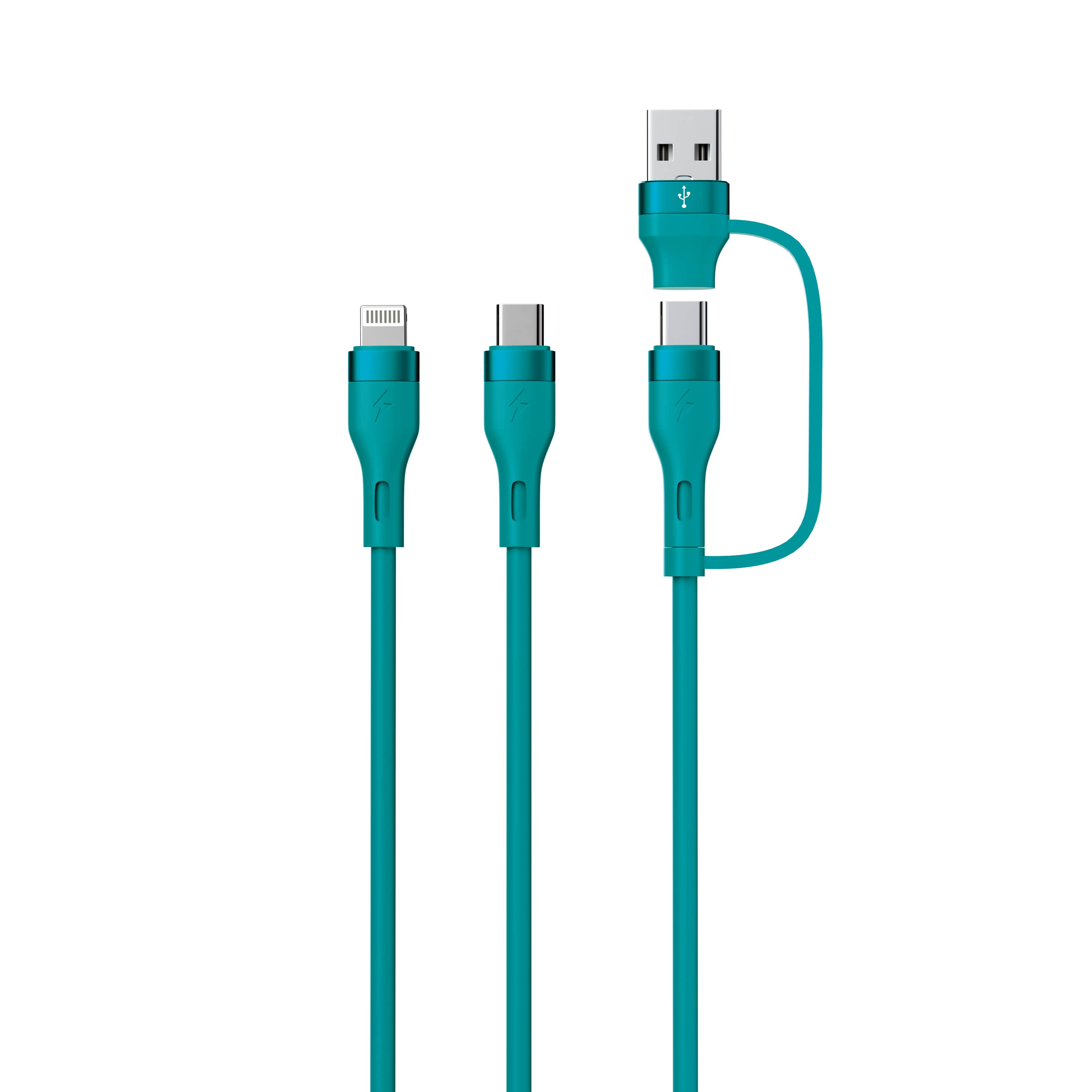 LAX Gadgets - Wholesale Charging Cable - 4-in-1 USB-A/USB-C to USB-C and Iphone Cables-Retail Pack11