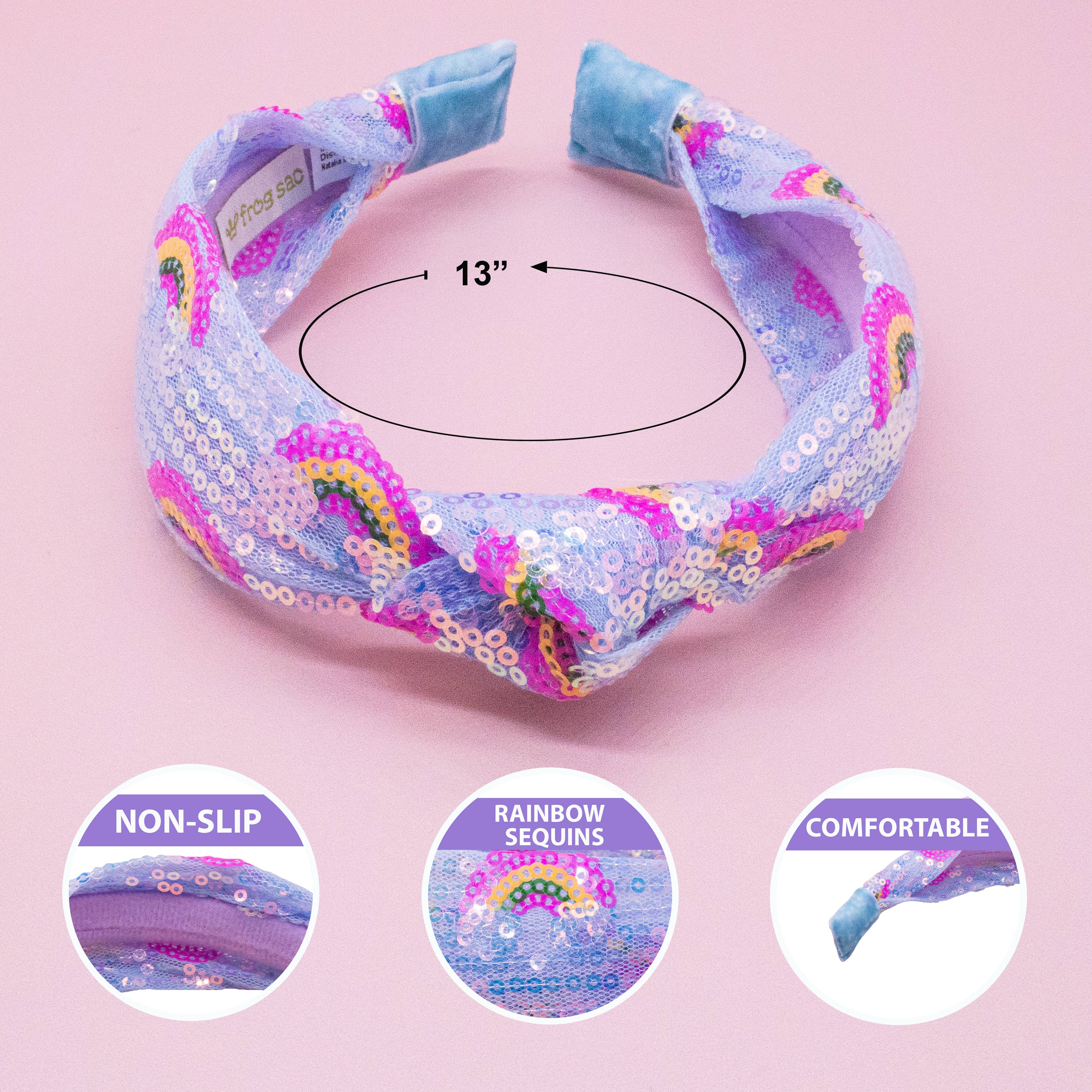 Frog Sac - Wholesale Fashion Headband - Kids - Kids Sequin Knot Headband - Rainbow20