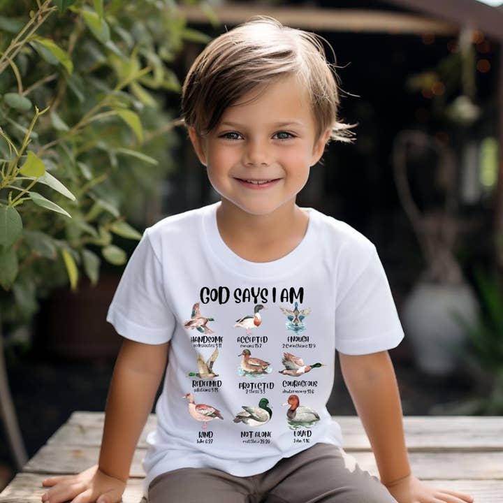 Dios dice que soy / Camiseta de niños con patos, ánades reales y gansos para venta al por mayor de AvaryMaeInspirations