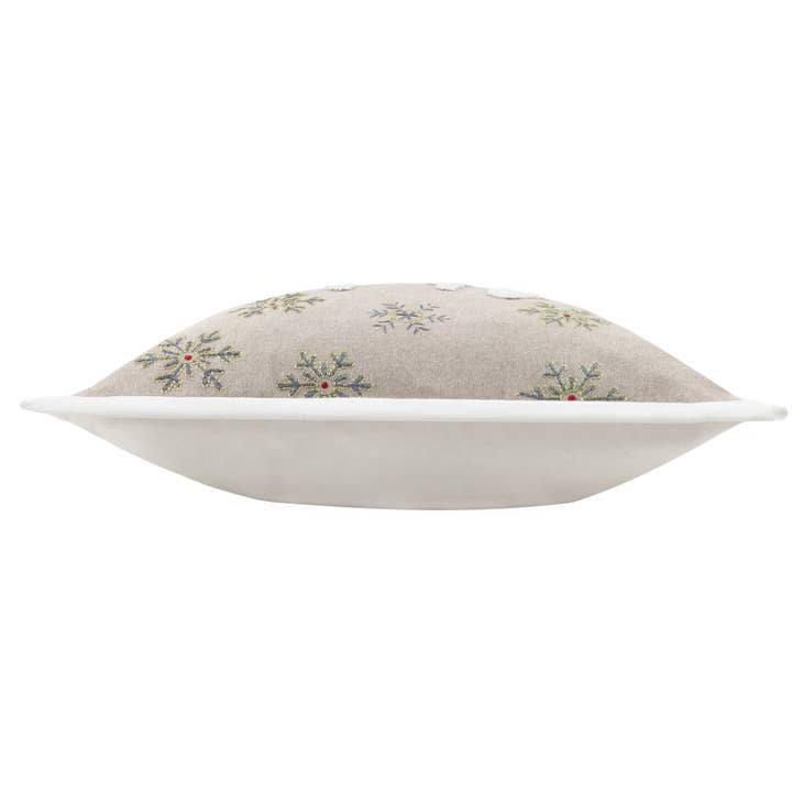 Winter Let It Snow Embroidered Cushion Greige for wholesale on Faire3
