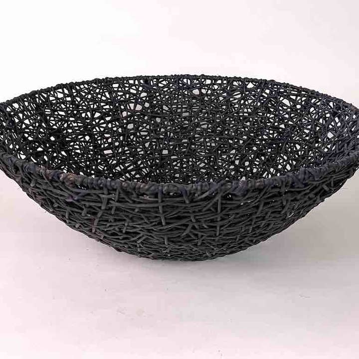 Tigela de cesta de tecido intrincado preto Mariavines - Filipinas por atacado de The Niger Bend