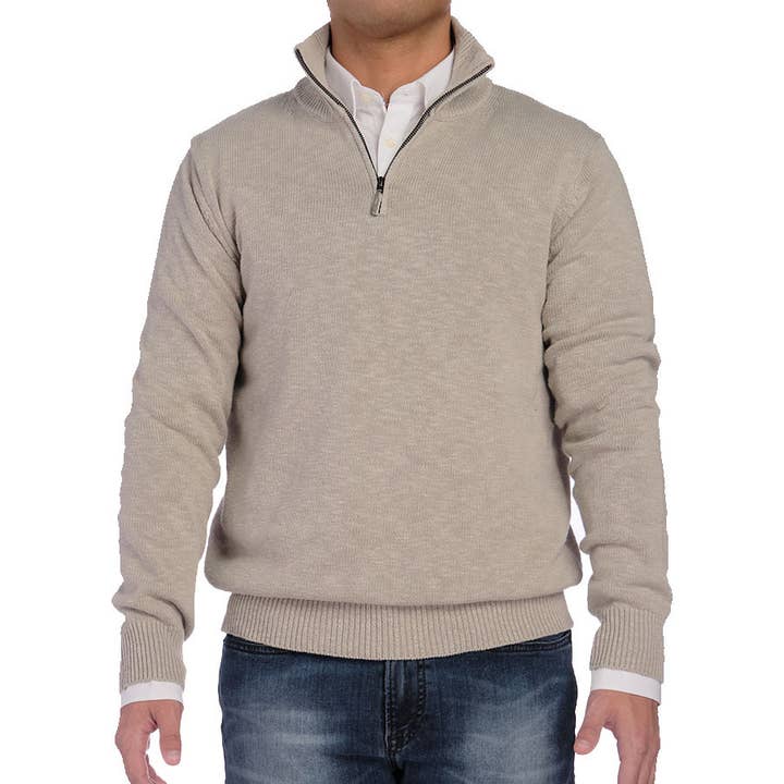 Light Gray Cotton Linen Half Zip for wholesale by Jeremy Argyle