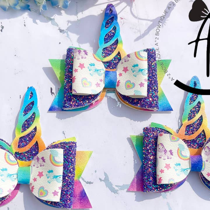 Unicorn Hair Bow for wholesale by A Squared Bowtique