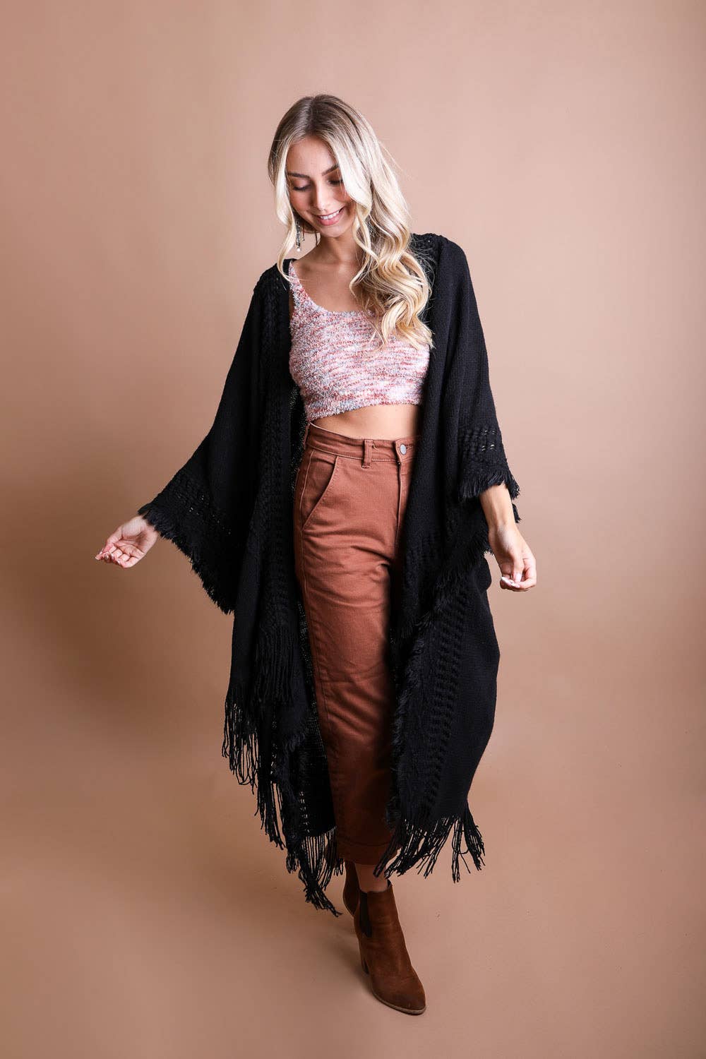 Leto Accessories - Vendita all'ingrosso Kimono - Donna - Ruana Bohemien con Bordo Sfilacciato Aperto - Preferito dai Fan9