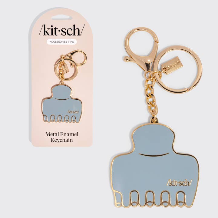 Metal Enamel Keychain Cloud Clip - Haze Blue for wholesale by KITSCH