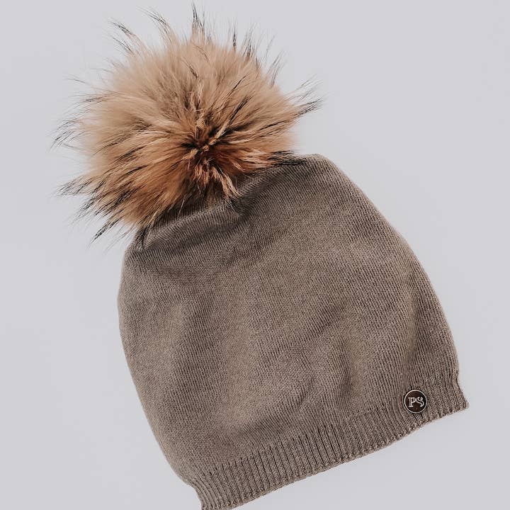Pretty Simple - Wholesale Beanie - Women's - Fine Knit Angora Fur Pom Slouchy BeanieÂ