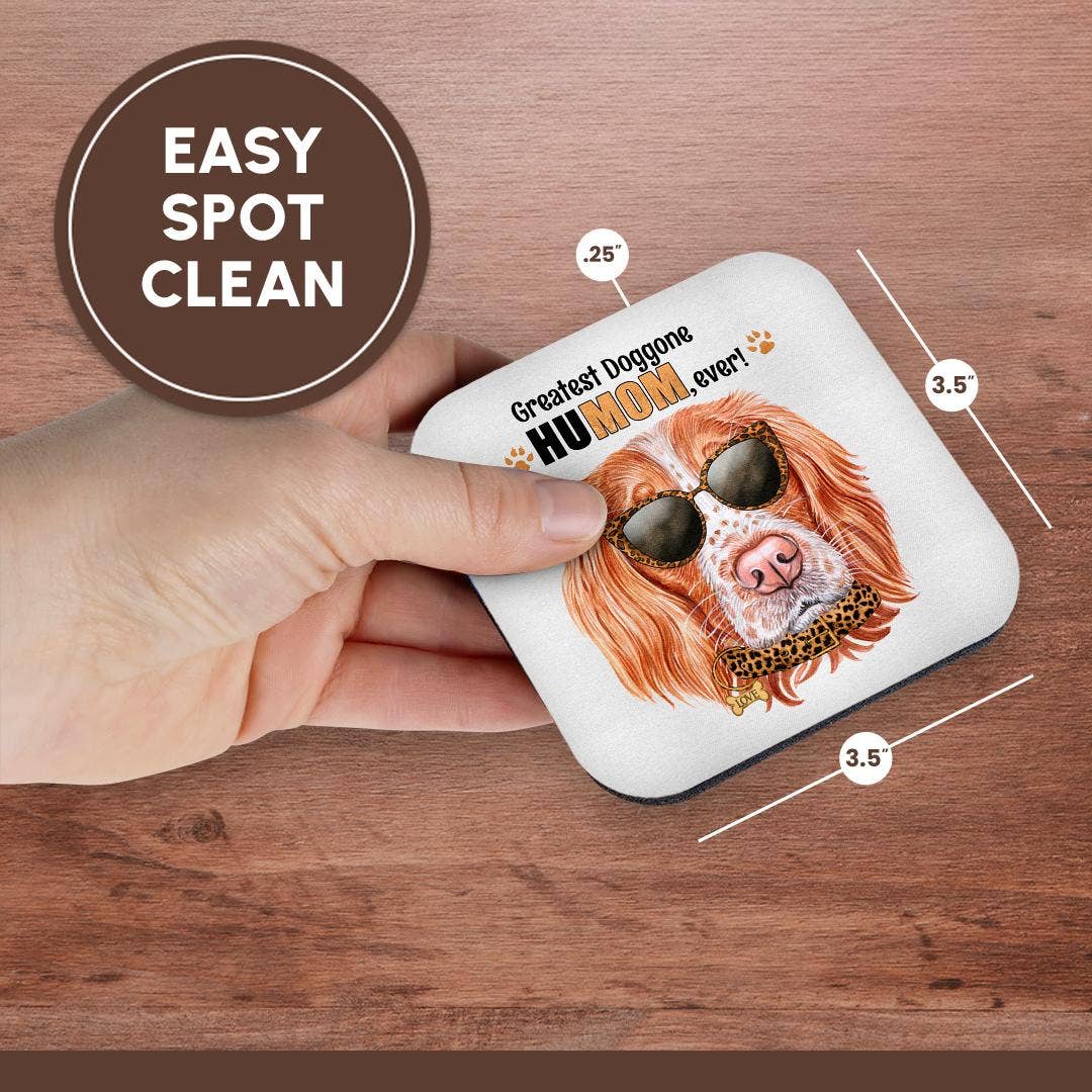 3dRose - Vente Sous-verre - 3dRose, Chien Springer Anglais pour Maman le Jour de la Fête des Mères avec des Lunettes de Soleil à Imprimé Animal, Dessous de Verre13