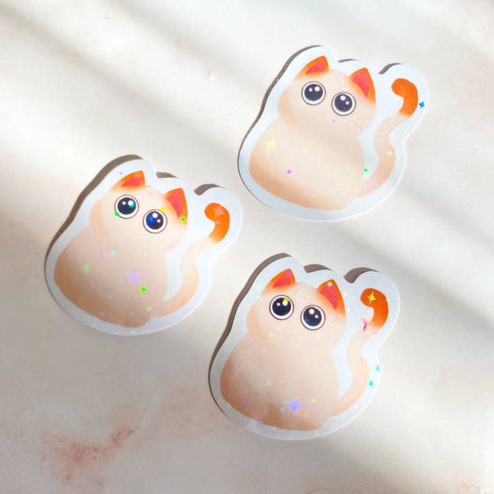 Autocollant Chat Blanc Parfait pour la vente par Cheeky Peach Designs