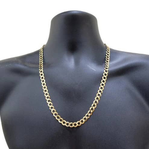 Karrbear - Wholesale Link & Chain Necklace - Solid 10K Gold Curb Chain 5mm, Man Gold Chain