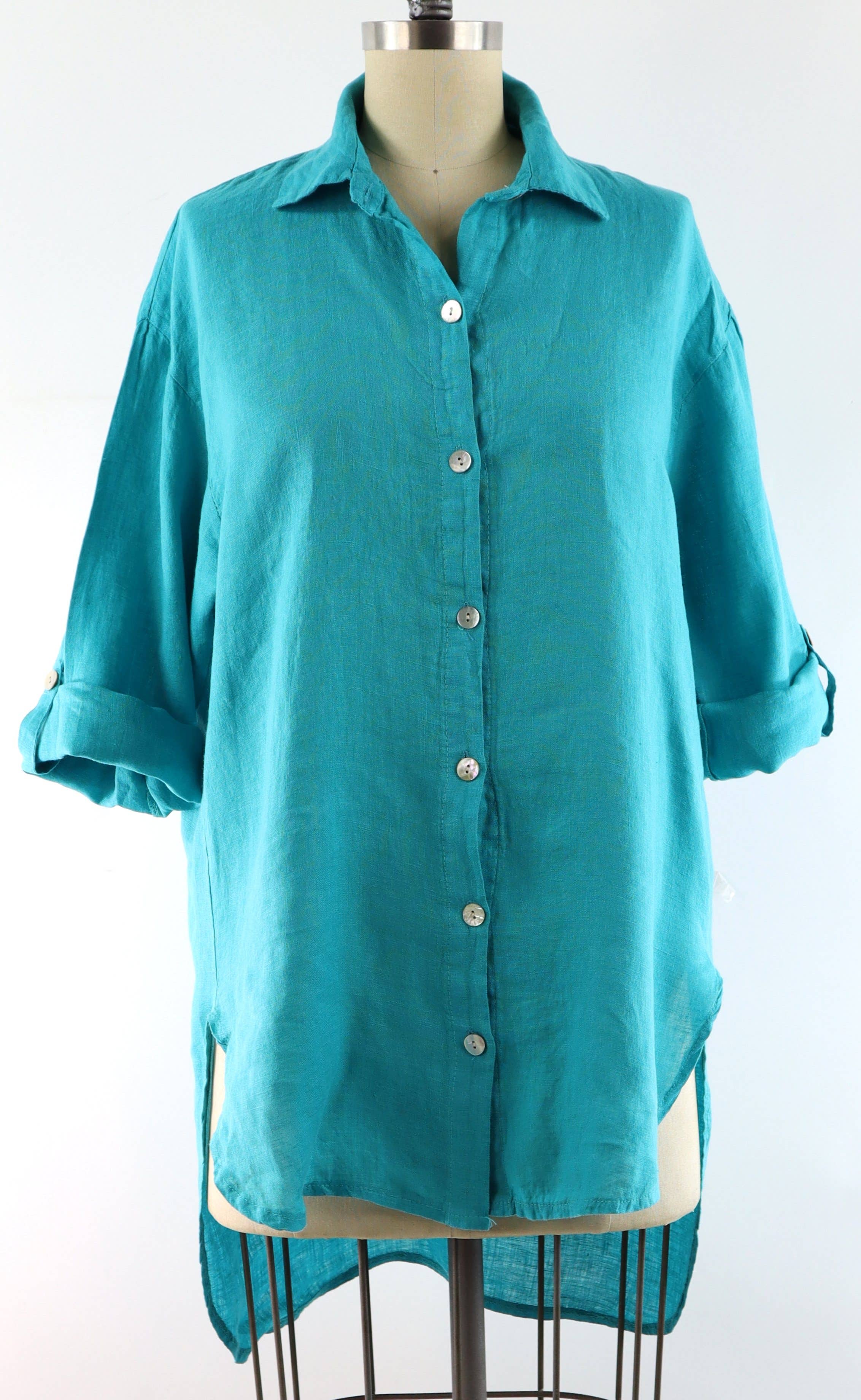 LINEN AND GAUZE - Vente Tunique – femme - 3348 - Blouse ample en lin Hi Low 9 couleurs3
