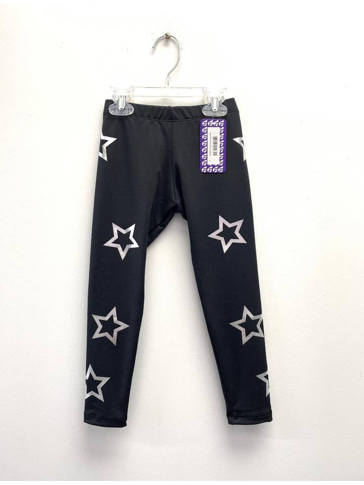 Fanilu – wholesale Modeleggings – Barn – ÖPPNA STJÄRNOR LEGGING SVART/SILVER