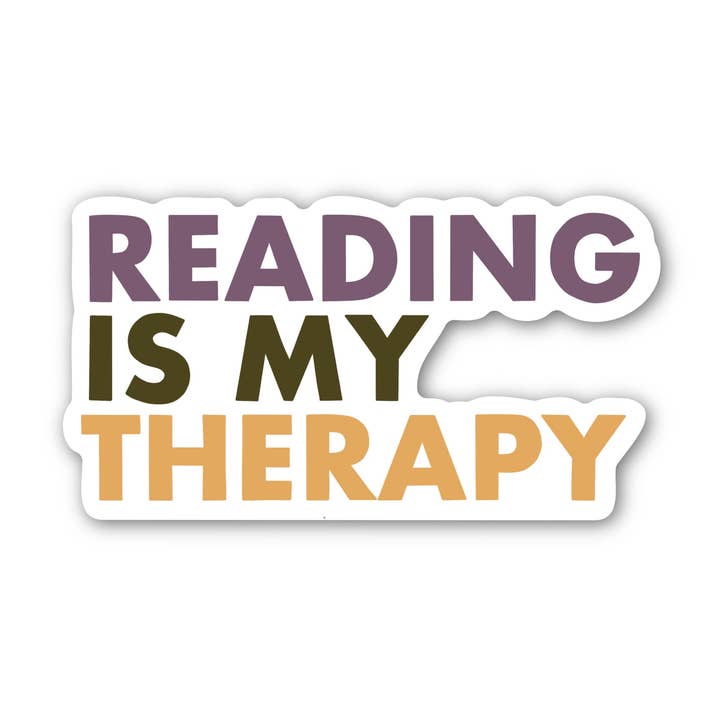Reading Is My Therapy Text Sticker for wholesale by Big Moods