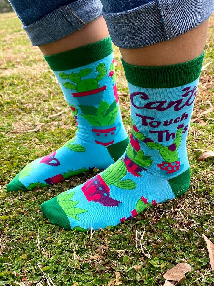 Fabdaz - Wholesale Socks - Women's - Can't Touch This Women's Crew Socks Featuring Prickly Cactus3
