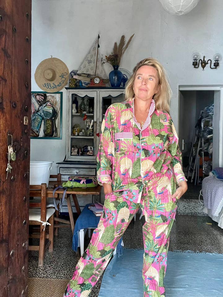 Aurobelle Ibiza – Engroshandel Pyjamasæt - Dame – Pyjamas hyggeligt loungetøj, pink palads