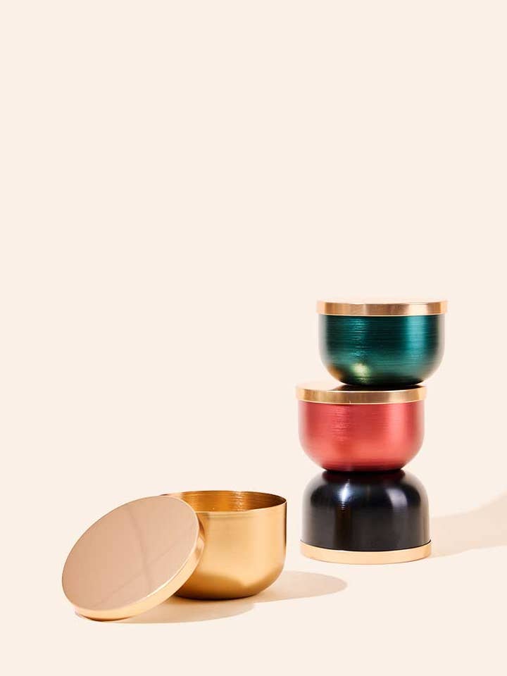 Recipiente de vela metálico ory de 500 ml com tampa por atacado de makesy