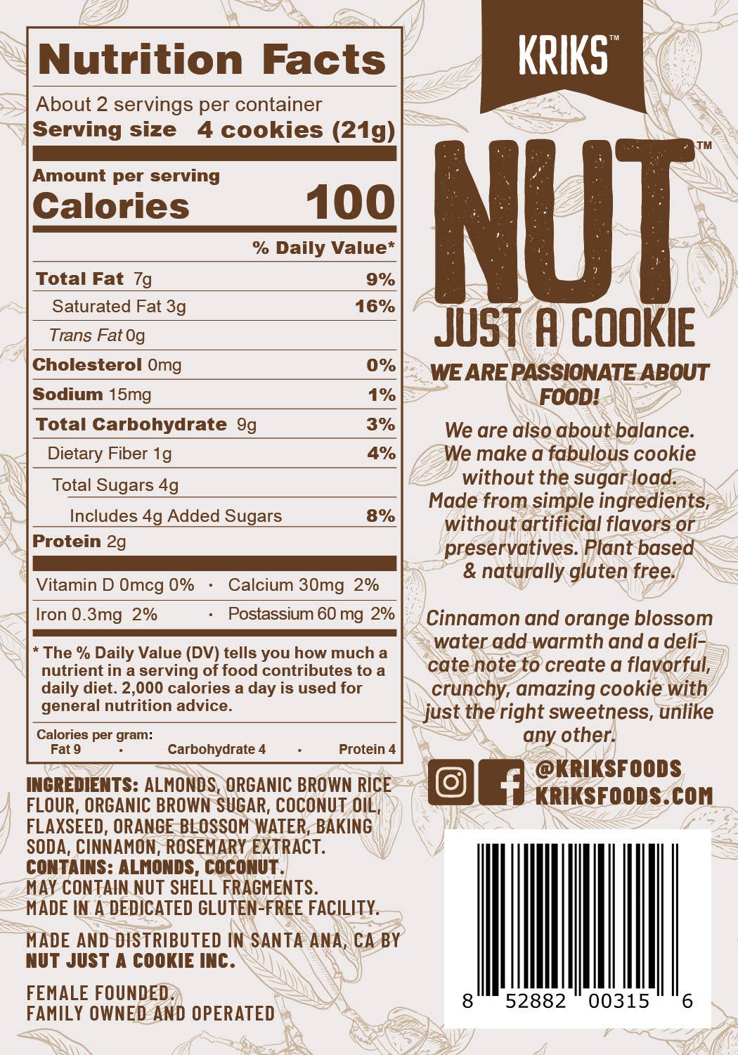 Nut Just a Cookie - Wholesale Cookie - Nut Just A Cookie Cinnamon Orange Blossom 1.5oz1