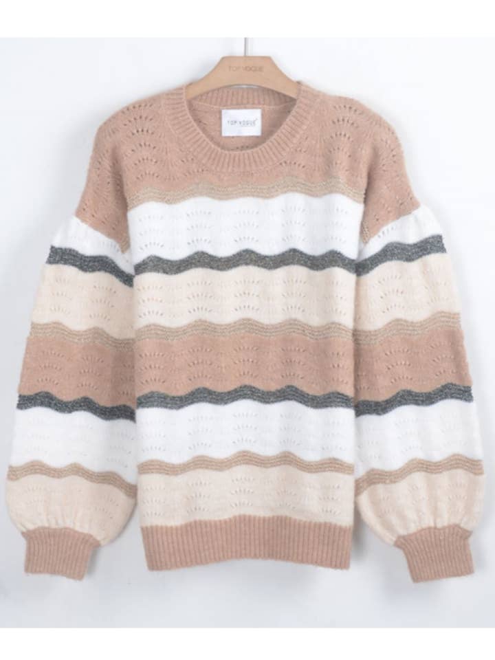Multi color stripe soft knit oversized relaxed fit jumper for wholesale by CY FASHION. LONDON