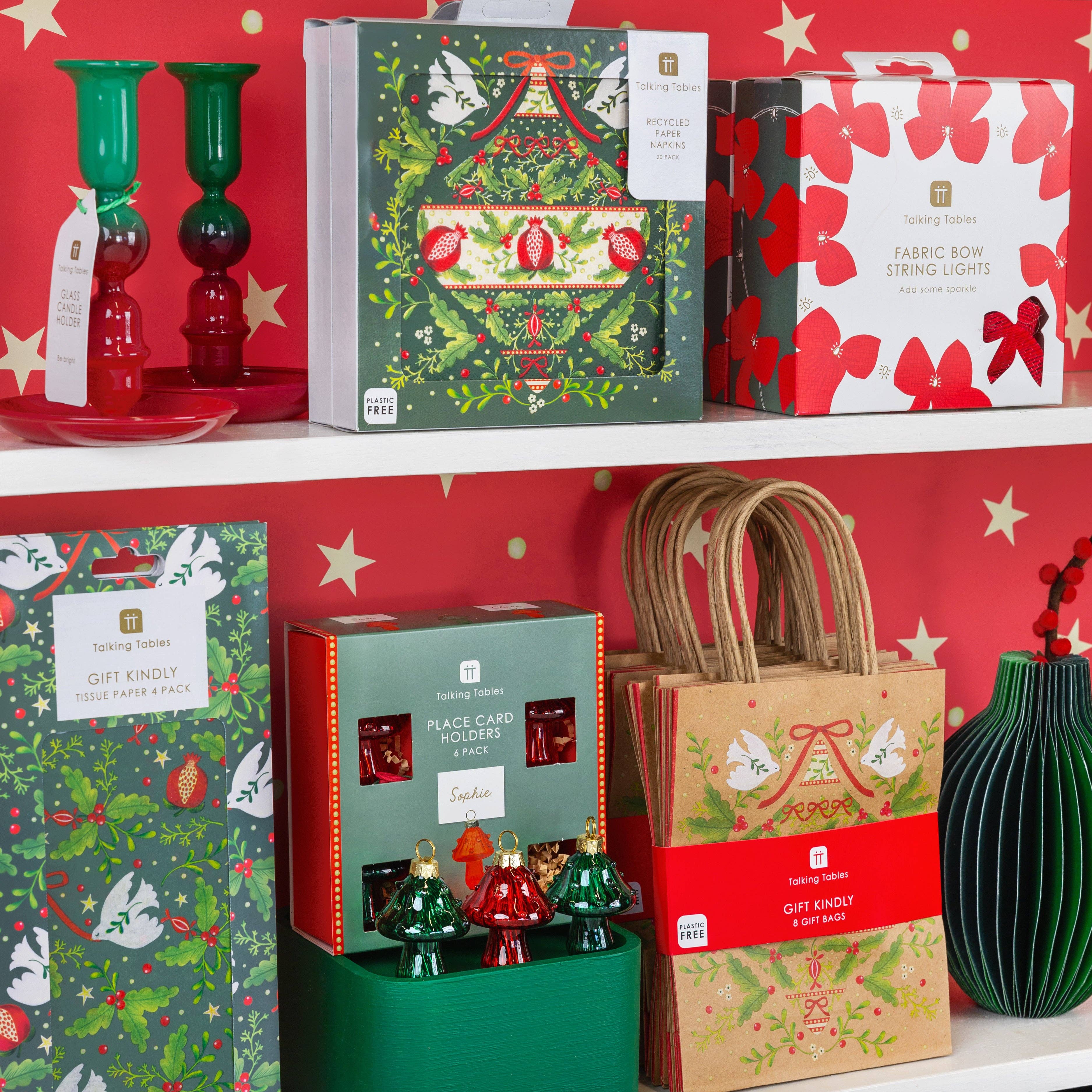 Talking Tables UK – wholesale Disposable napkin – Folklore Green Christmas Paper Napkins | 20 Pack |5