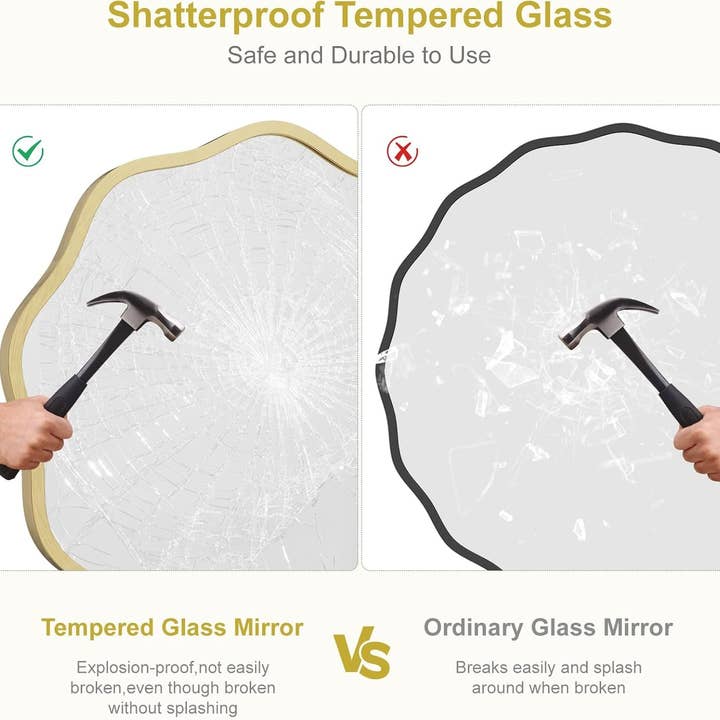 round Wavy Mirror for Wall Decorative 20 Inch, Modern round Mirror Aluminum Frame Circle Wall Mirror for Bathroom Bedroom Living Room Home House Office Entryway, Gold for wholesale on Faire6