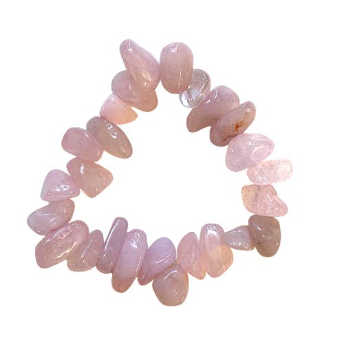 The Crystal Garden - Vendita all'ingrosso Bracciale con perline - Bracciale in quarzo rosa burattato con foratura laterale