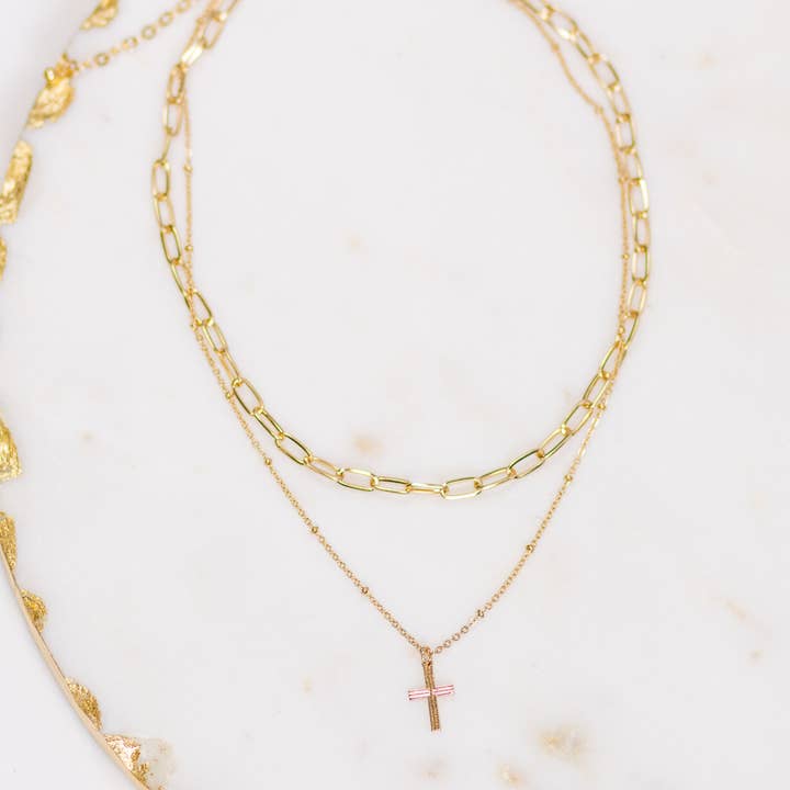 Collar dorado con capas de cruz de Clayton, 16 pulgadas/18 pulgadas para venta al por mayor de The Royal Standard