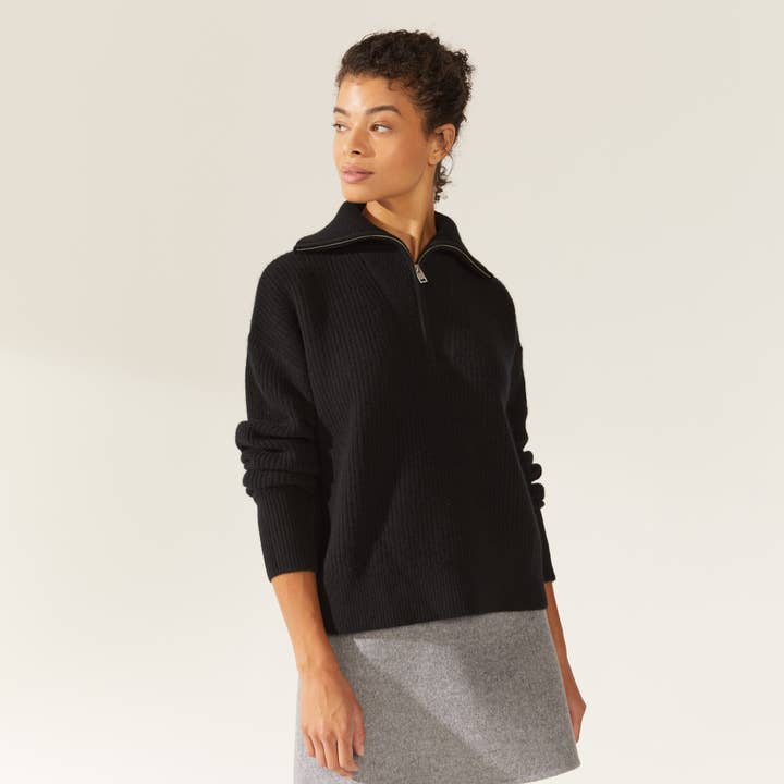 Sophia Chunky Cashmere Quarter Zip Pullover for wholesale by Italic