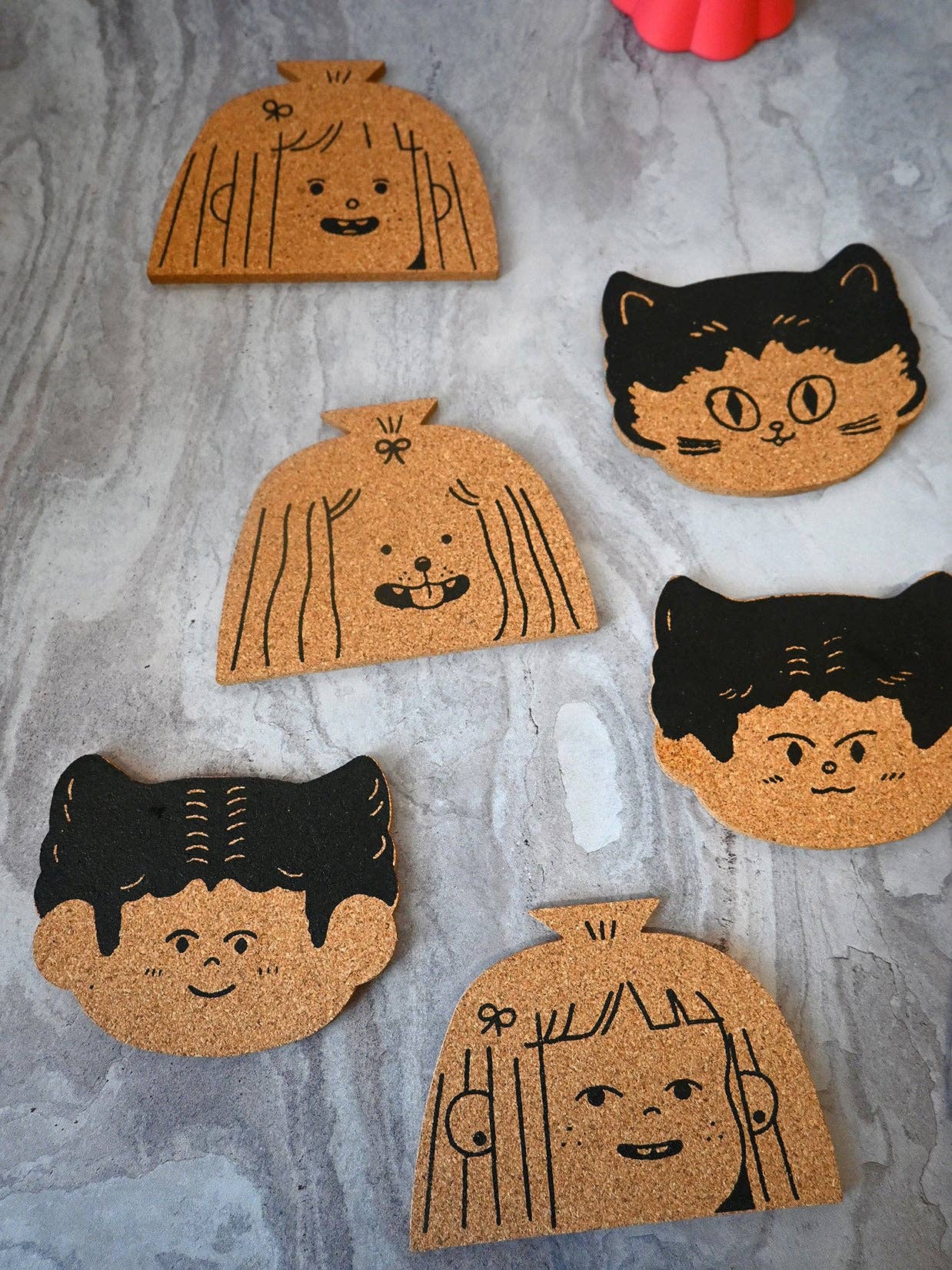 Natali Koromoto - Wholesale Coasters - "Cat Person" Set of four cork coasters6