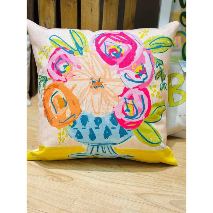 Almofada Quadrada com Motivo Floral Abstrato por atacado de Doodles By Rebekah