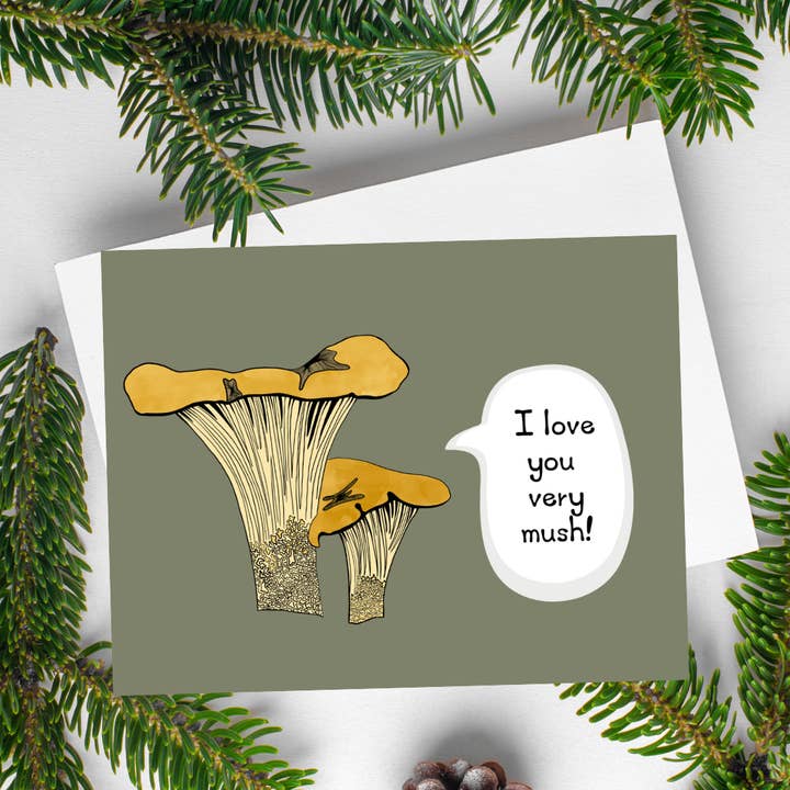 Ti amo tantissimo! | Grazie | Biglietto di auguri con funghi per la vendita all'ingrosso da parte di Artwork by Sophia