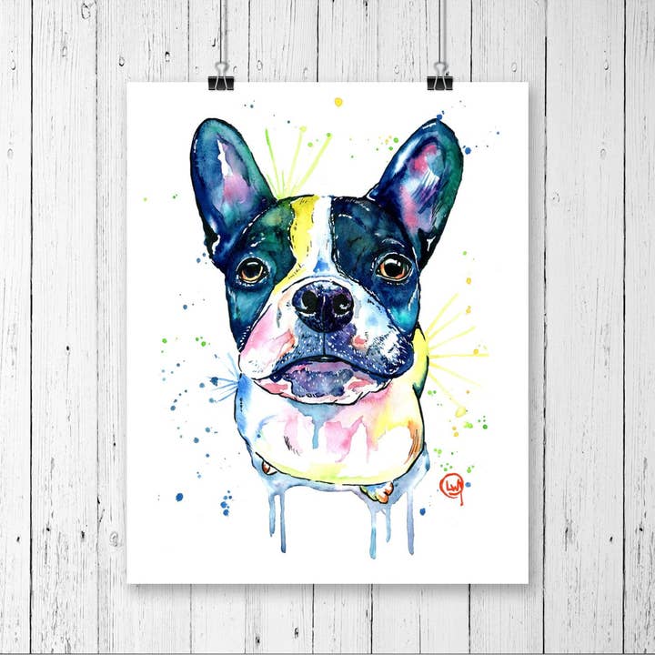 Whitehouse Art - Wholesale Art Print - French Bulldog Art Print, Frenchton, Boston Terrier, Dog Art