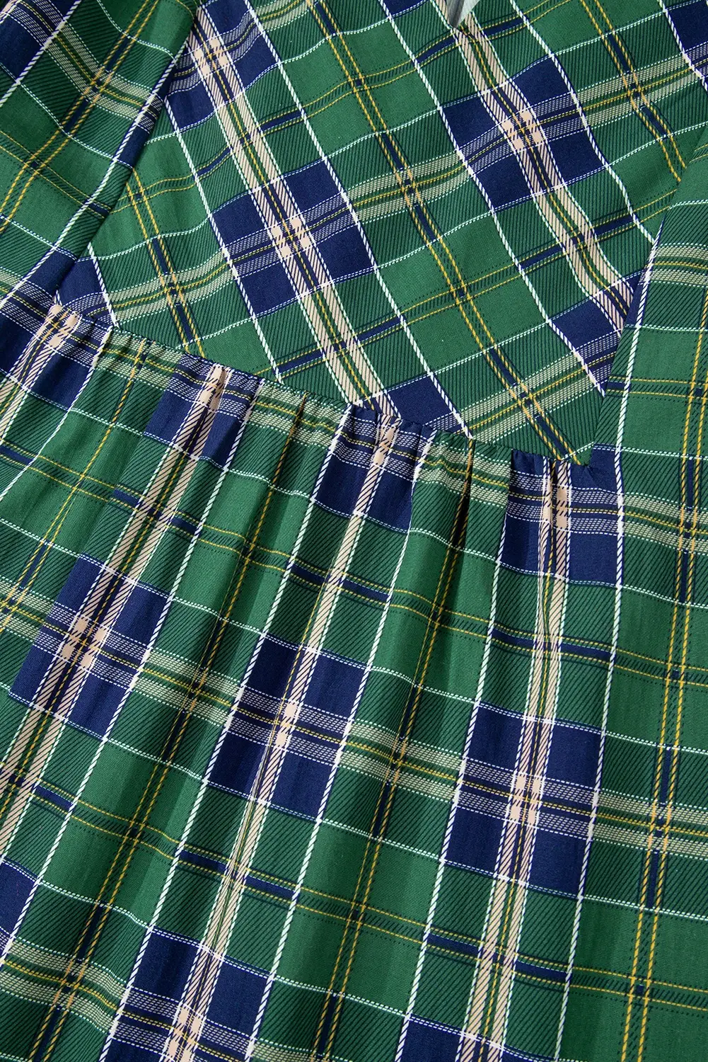 Green Casual Plaid Frill-Neck Long-Sleeve Mini Dress for wholesale on Faire4