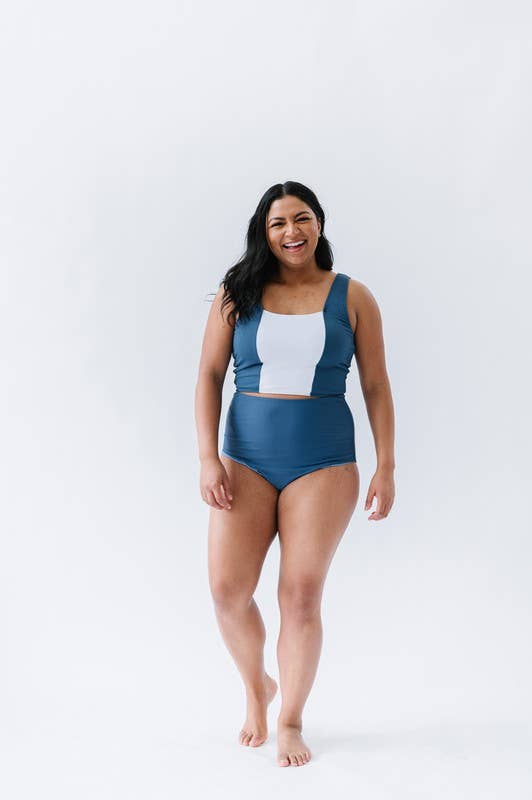 Dyb blå Deep Blue Colorblock Svømmetrøje for engroshandel på Faire2