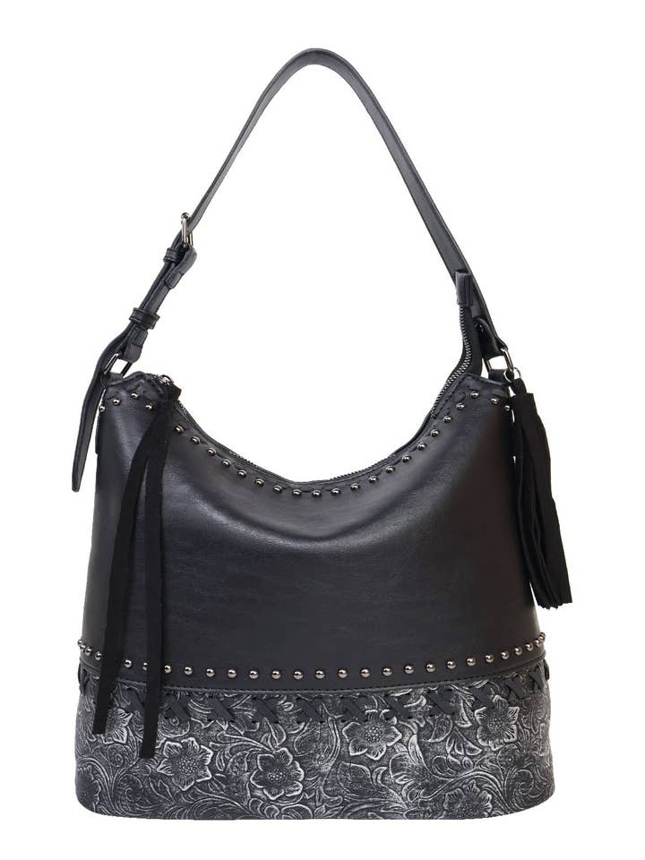 Sort skuldertaske med blomsterprint for engroshandel hos sassy kids palace