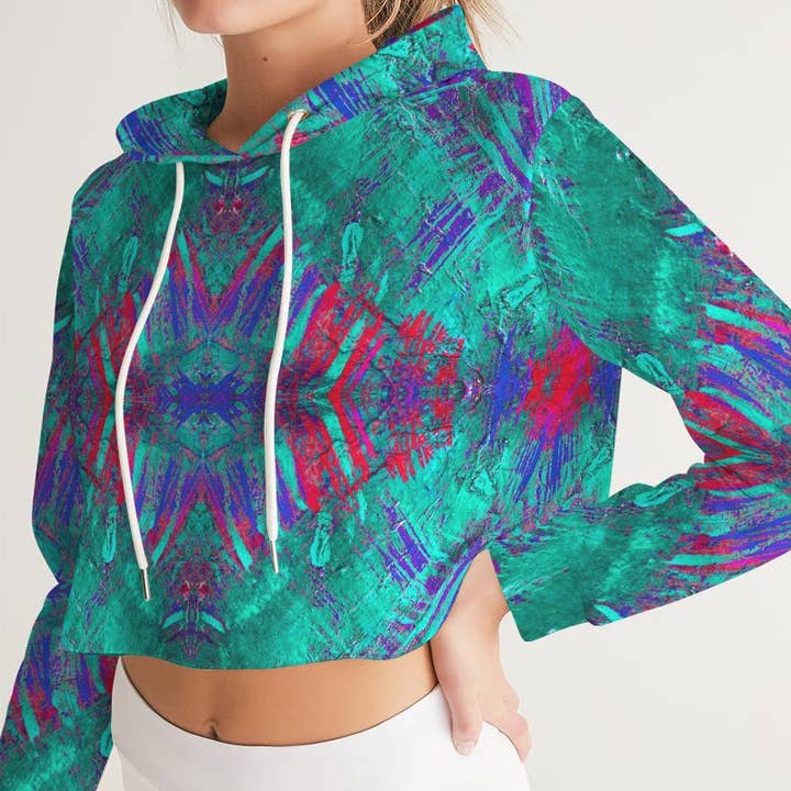 Good Vibes Pearlfisher Cropped Hoodie voor dames voor wholesale door Fridge Art Boutique