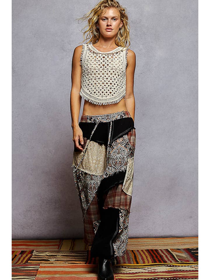 NATURAL Round neck sleeveless cropped crochet top for wholesale on Faire9