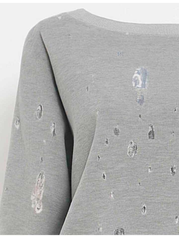 Grey Ladies Lace Details Pullover Sweatshirt Skirt 2PCS Set for wholesale on Faire3