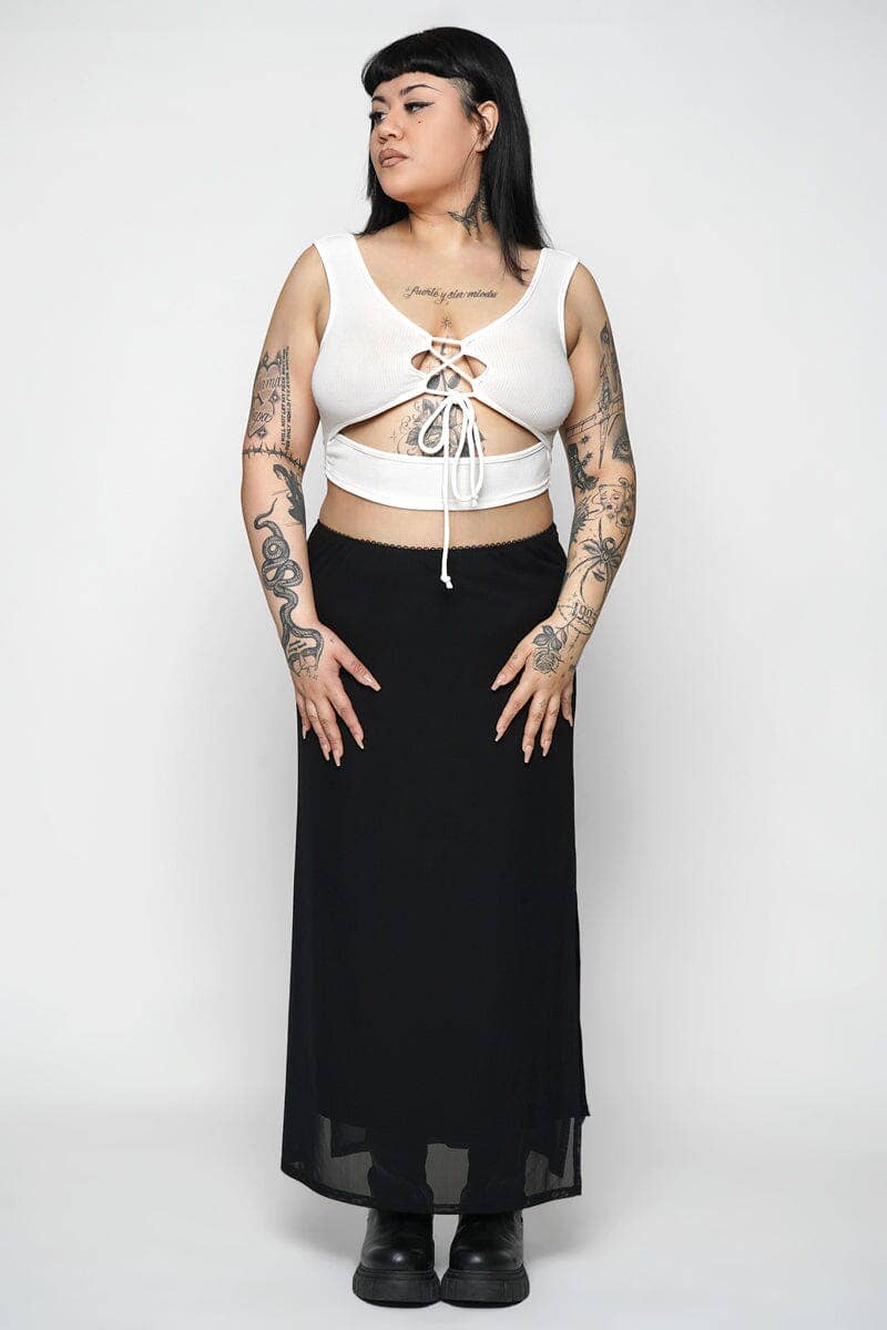 WHITE Sullen Lace Up Tank for wholesale on Faire4