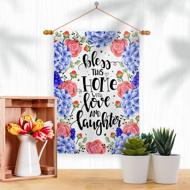 Two Group Flag Co - Wholesale Flag - Love and Laughter Sweet Life Home Floral Decor Flag