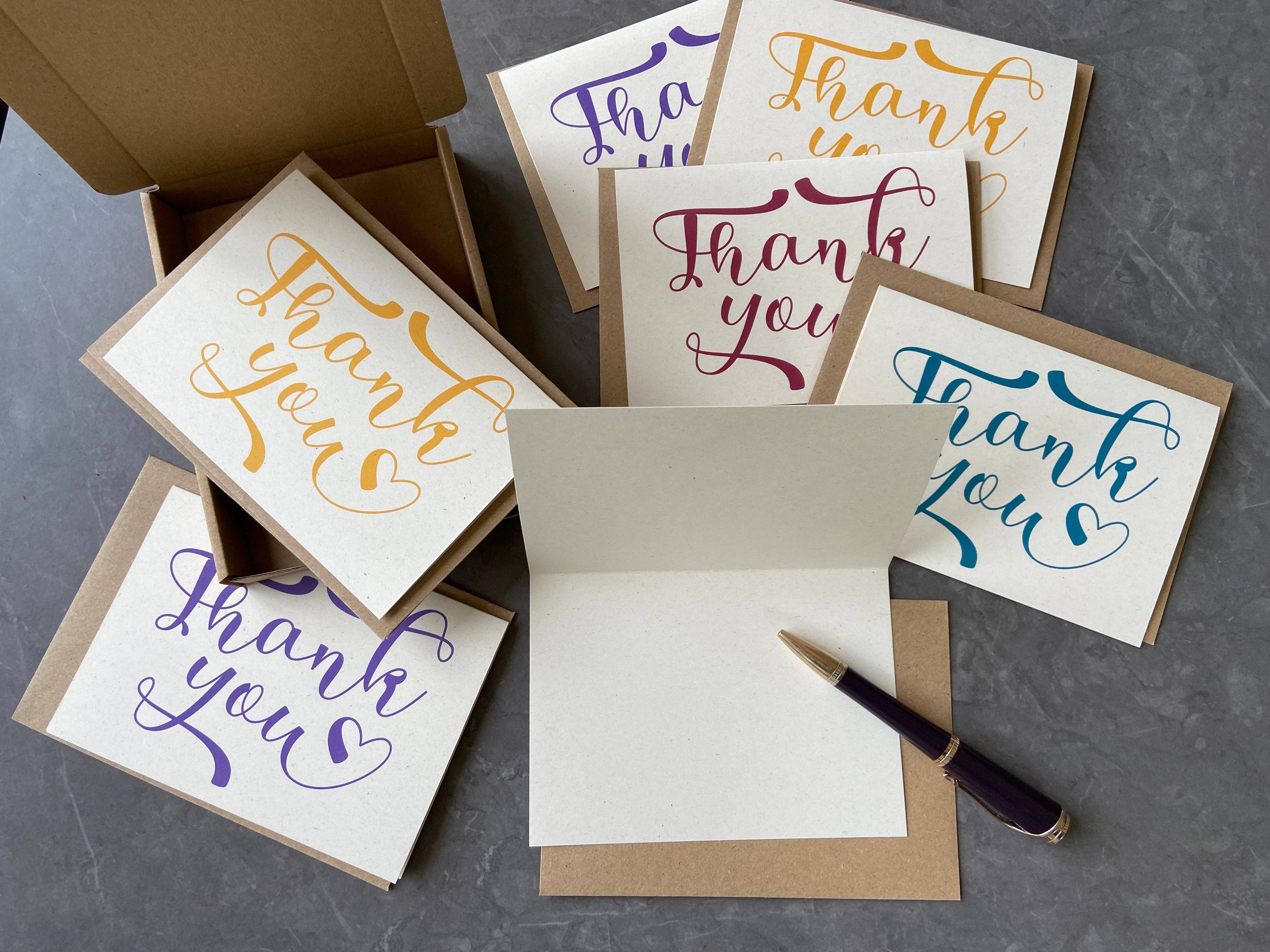 Tall Order - Wholesale Stationery/Notecard Set - Multicolour Calligraphy Thank You Note Card Pack - Recycled10