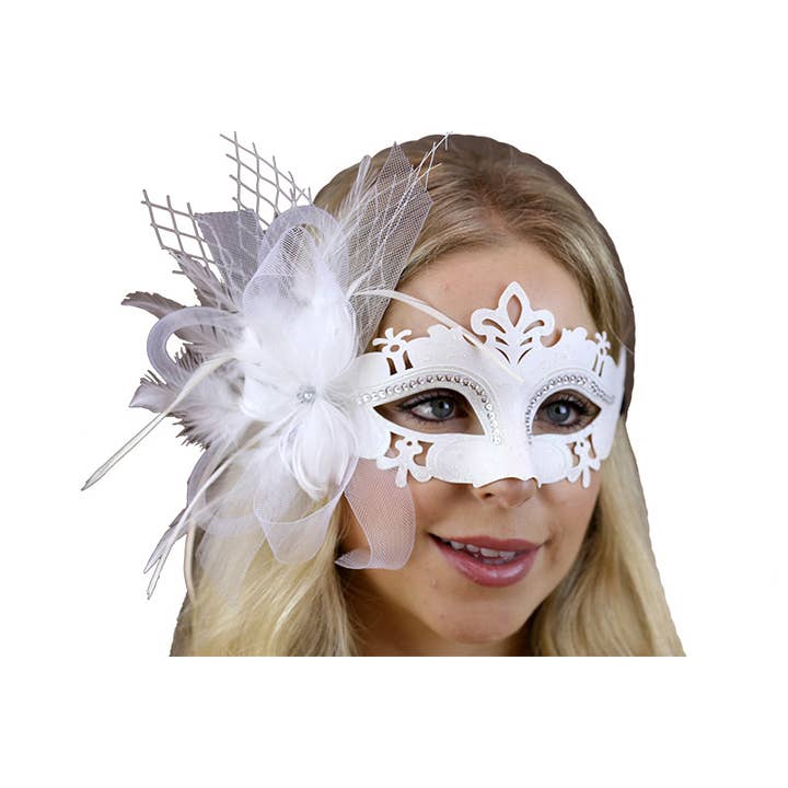 White Feather Masquerade Mask for wholesale by KBW Global Corp.