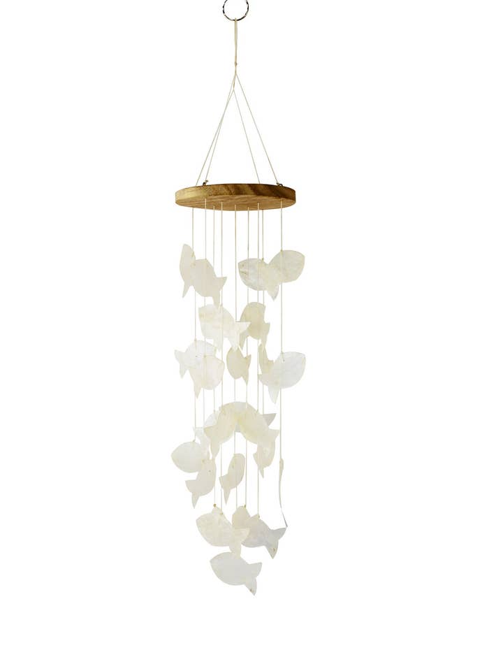 12.5" Capiz Fish Wind Chime for wholesale by Tremont Floral Supplies